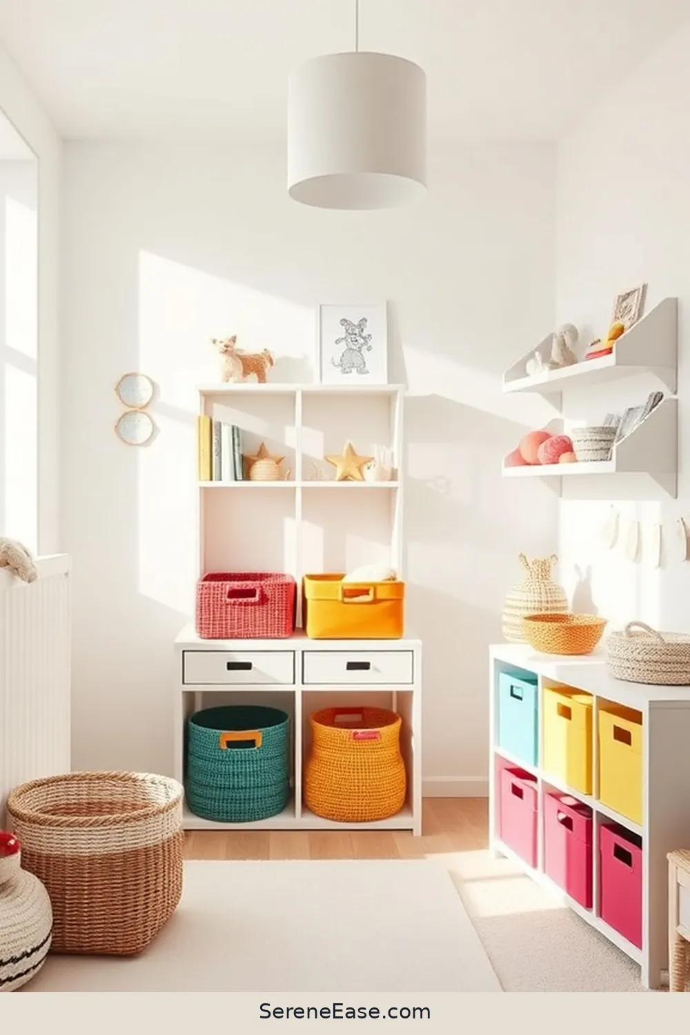 18 Ways to Create a Bold and Bright Scandinavian Style Nursery 6 Add Colorful Storage Solutions for 18 Ways to Create a Bold and Bright Scandinavian Style Nursery