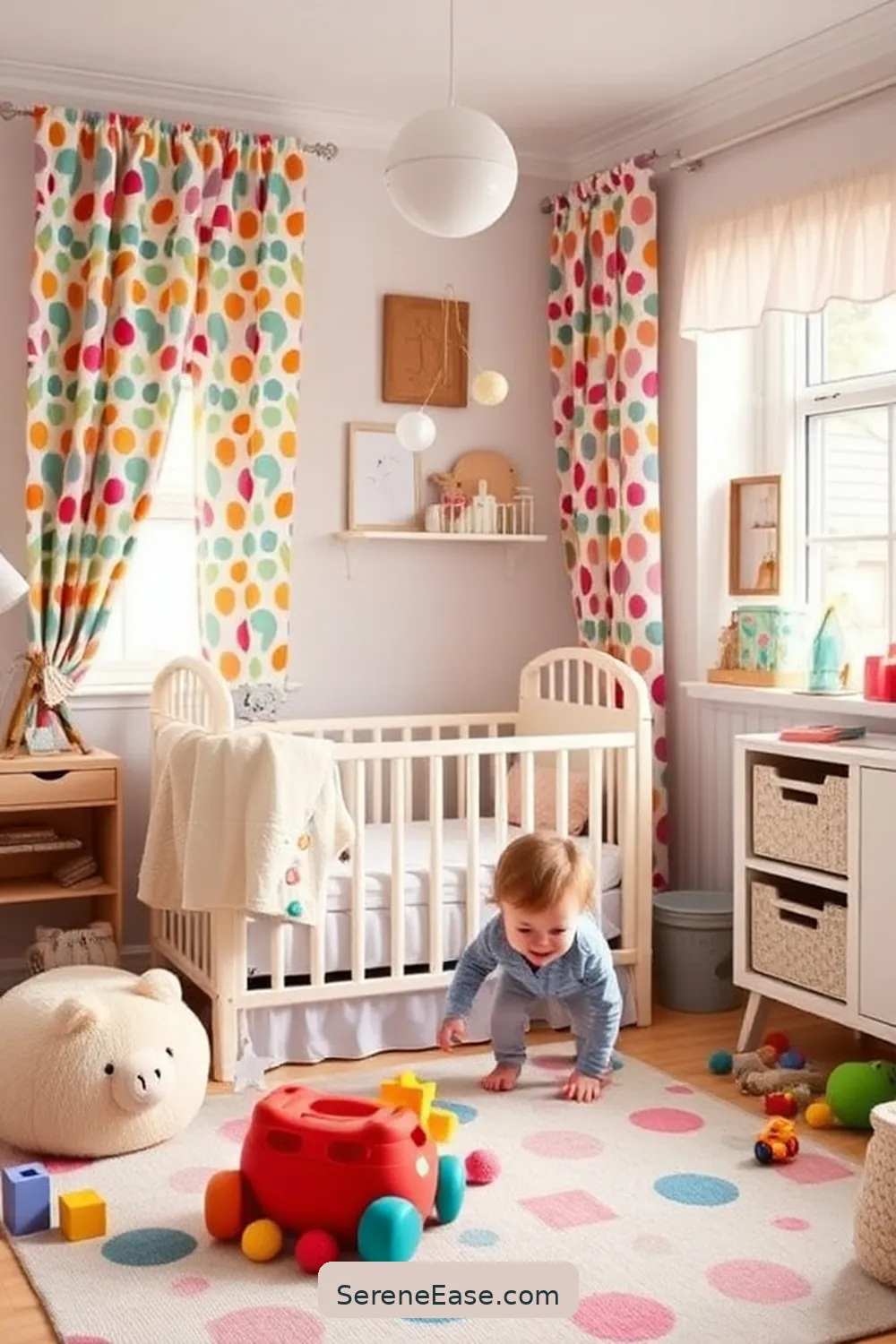 18 Ways to Create a Bold and Bright Scandinavian Style Nursery 18 Add a Splash of Color With Window Treatments for 18 Ways to Create a Bold and Bright Scandinavian Style Nursery