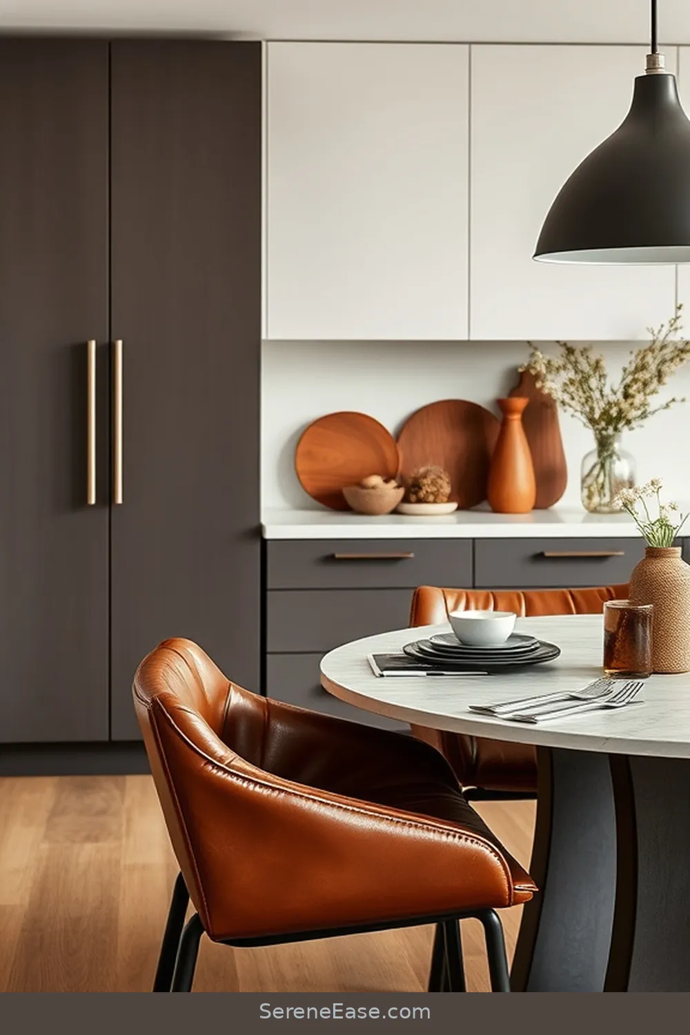 18 Ways to Incorporate Earth Tones in Minimalist Kitchen Style 13 Add a Touch of Leather for 18 Ways to Incorporate Earth Tones in Minimalist Kitchen Style
