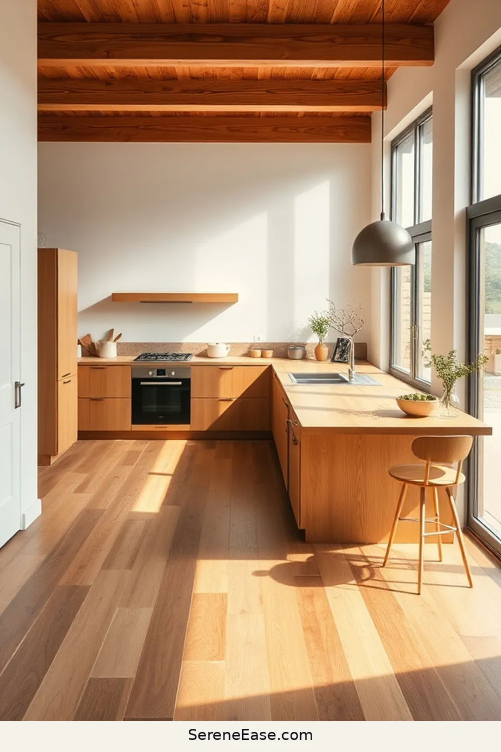 18 Ways to Incorporate Earth Tones in Minimalist Kitchen Style 3 Opt for Natural Wood Flooring for 18 Ways to Incorporate Earth Tones in Minimalist Kitchen Style
