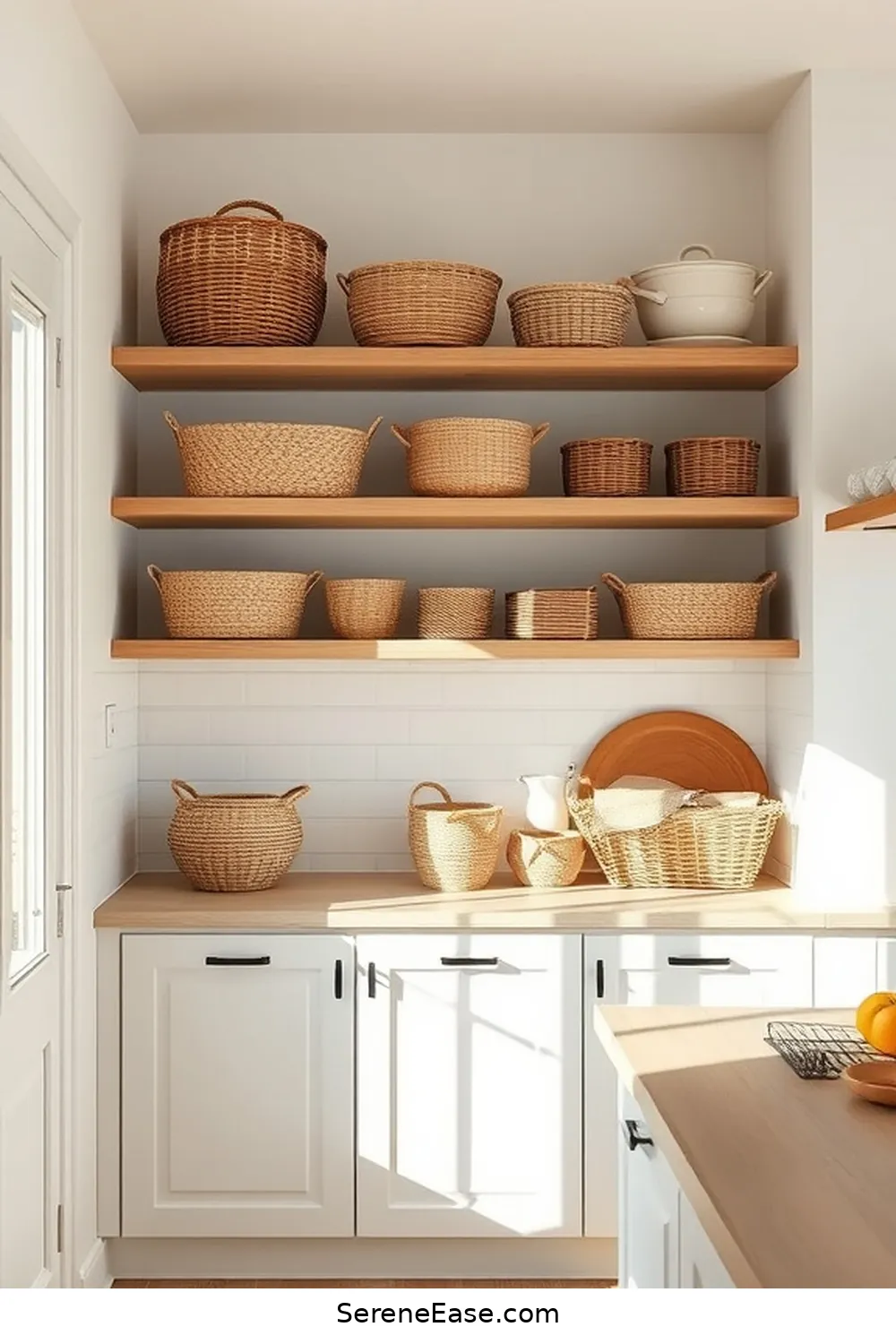 18 Ways to Incorporate Earth Tones in Minimalist Kitchen Style 14 Use Woven Baskets for Storage for 18 Ways to Incorporate Earth Tones in Minimalist Kitchen Style