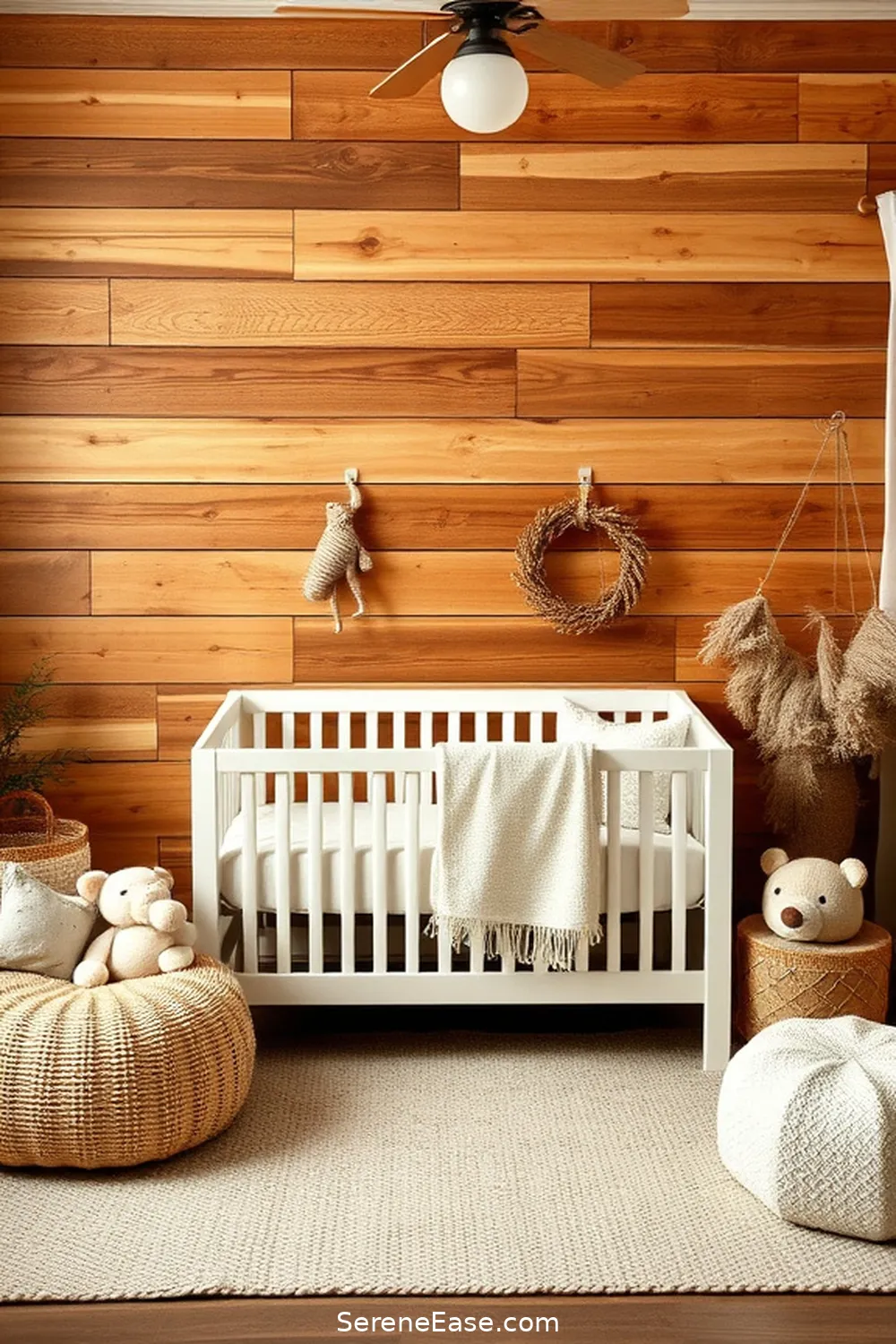 18 Ways to Incorporate Earth Tones in Rustic Nursery Style 11 Create a Feature Wall With Wood Panels for 18 Ways to Incorporate Earth Tones in Rustic Nursery Style
