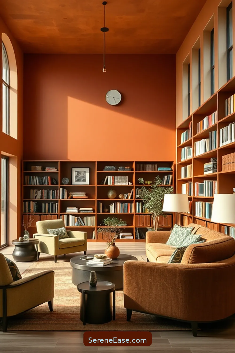 Choose a Warm Earthy Palette for Walls for 18 Ways to Incorporate Earth Tones in a Mid-Century Modern Library Style