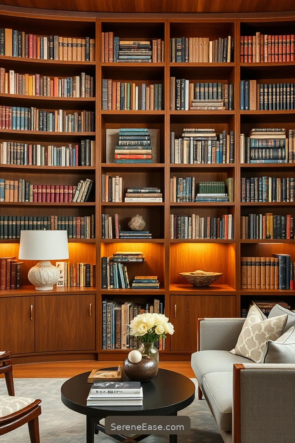 Install Bookshelves in Natural Finishes for 18 Ways to Incorporate Earth Tones in a Mid-Century Modern Library Style