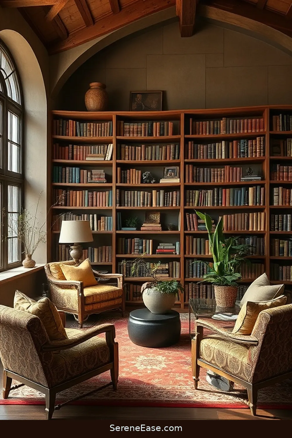 Mix and Match Earthy Patterns for 18 Ways to Incorporate Earth Tones in a Mid-Century Modern Library Style