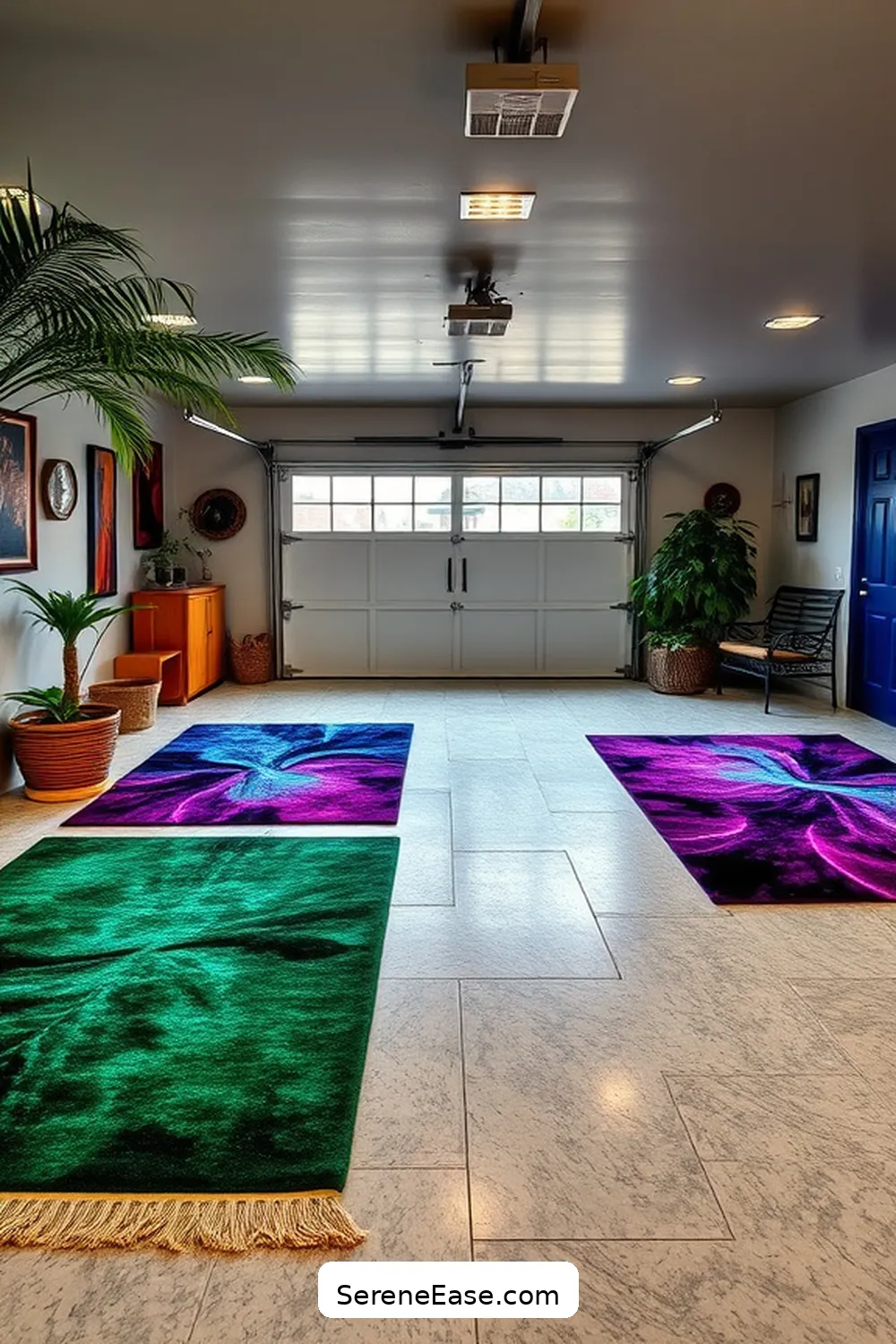 18 Ways to Incorporate Jewel Tones in Mid-Century Modern Style Garages 6 Choose Vibrant Rugs and Mats for 18 Ways to Incorporate Jewel Tones in Mid-Century Modern Style Garages