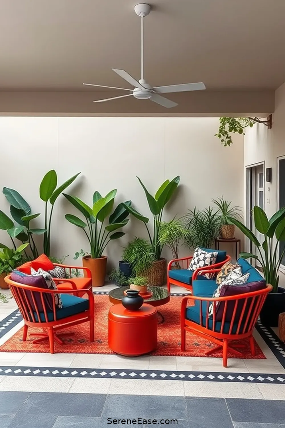 18 Ways to Incorporate Jewel Tones in Mid-Century Modern Style Garages 13 Use Bold Outdoor Furniture for 18 Ways to Incorporate Jewel Tones in Mid-Century Modern Style Garages