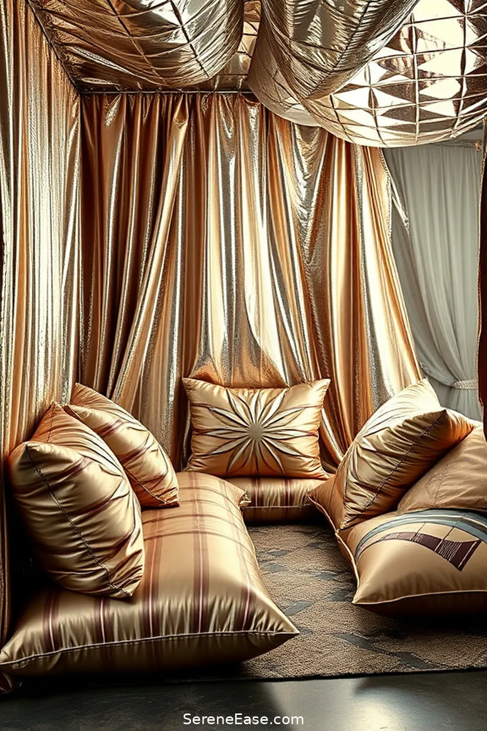 18 Ways to Incorporate Metallic Accents in Mid-Century Modern Style Garage 12 Incorporating Metallic Textiles for 18 Ways to Incorporate Metallic Accents in Mid-Century Modern Style Garage