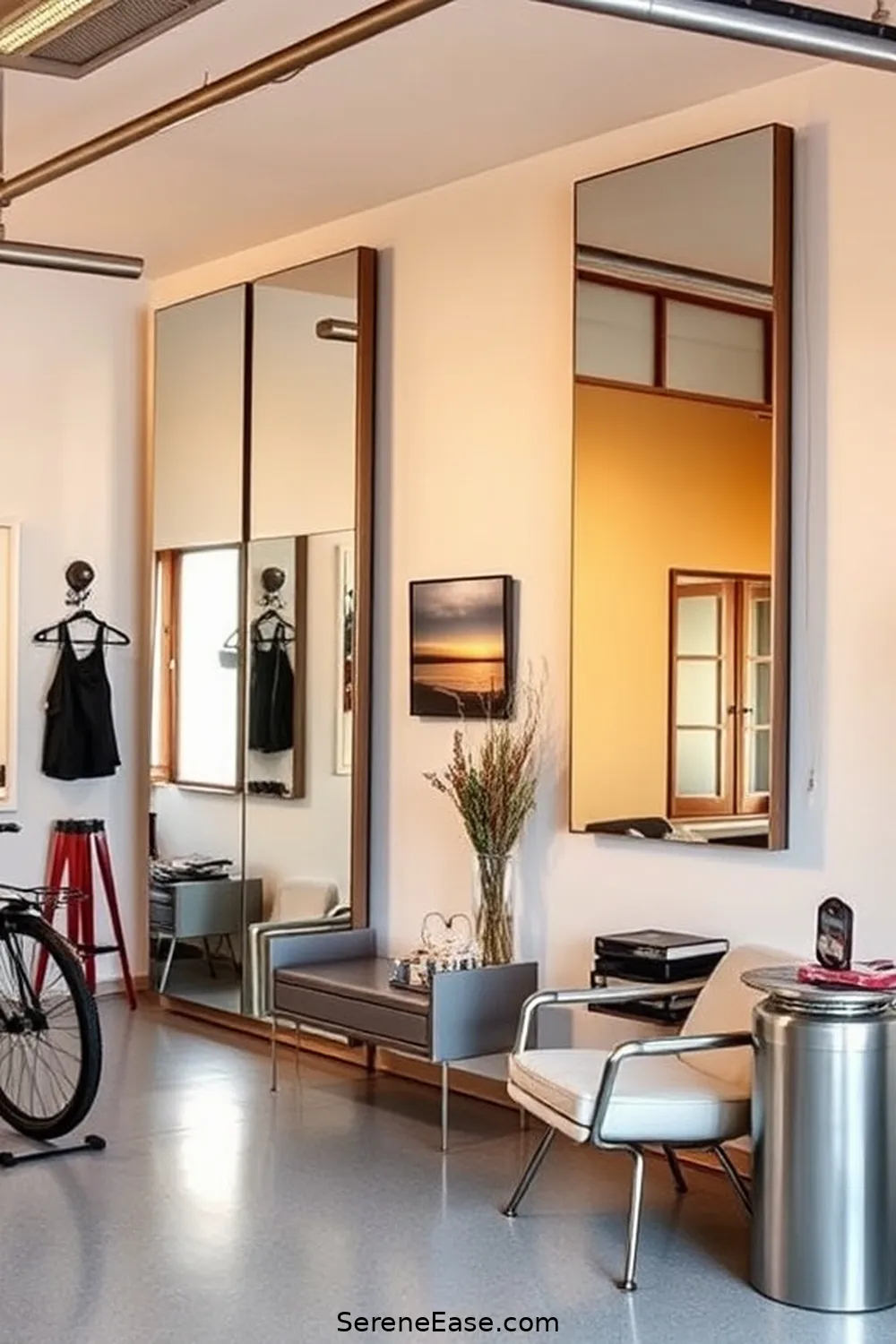 18 Ways to Incorporate Metallic Accents in Mid-Century Modern Style Garage 13 Metal Framed Mirrors for 18 Ways to Incorporate Metallic Accents in Mid-Century Modern Style Garage