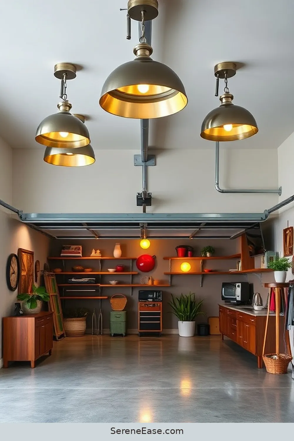 18 Ways to Incorporate Metallic Accents in Mid-Century Modern Style Garage 3 Statement Lighting Fixtures for 18 Ways to Incorporate Metallic Accents in Mid-Century Modern Style Garage