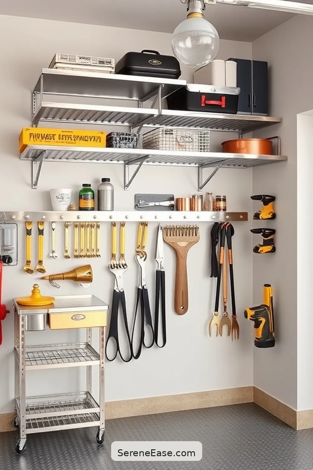 18 Ways to Incorporate Metallic Accents in Mid-Century Modern Style Garage 18 Using Metallics in Garage Organization for 18 Ways to Incorporate Metallic Accents in Mid-Century Modern Style Garage