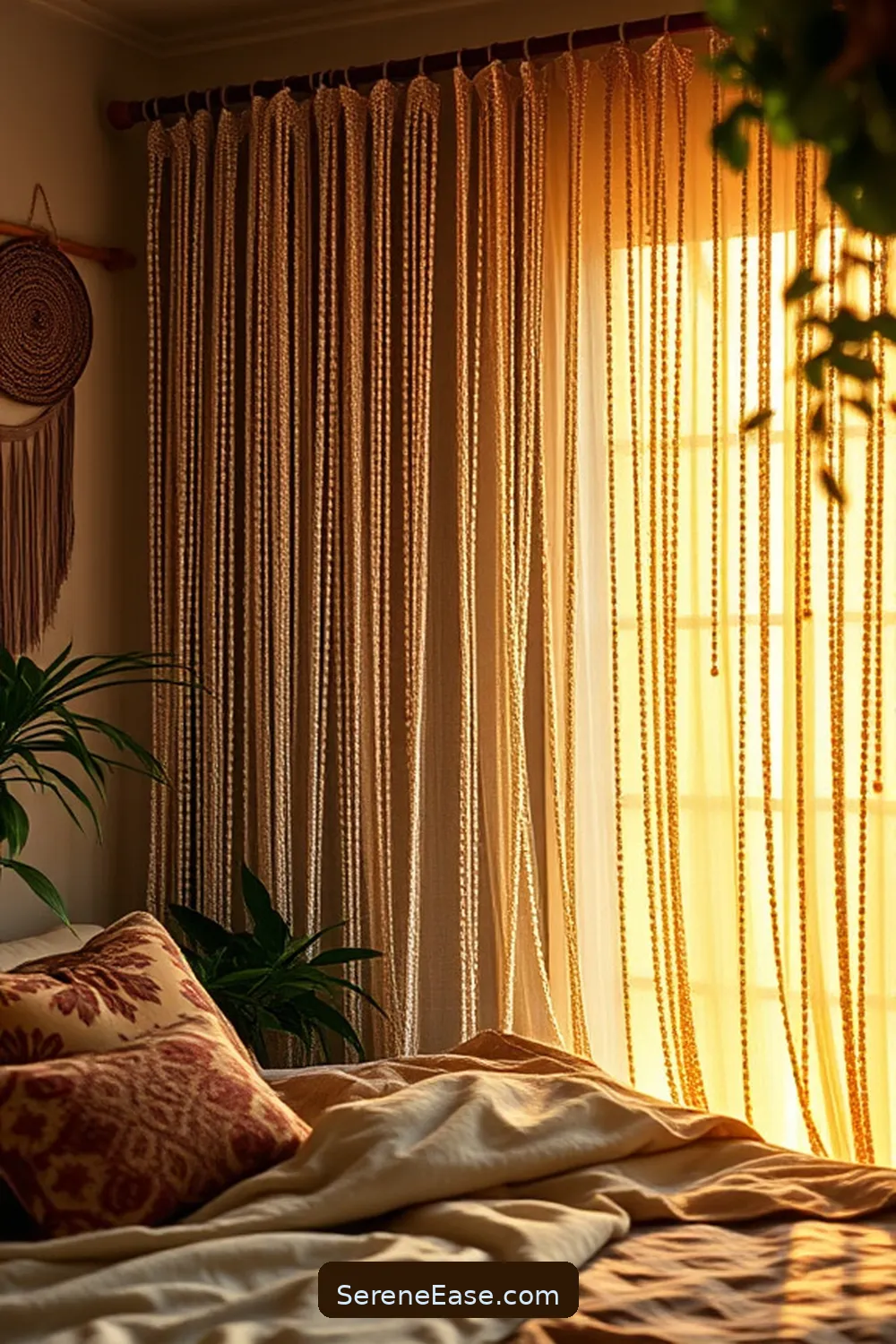 18 Ways to Incorporate Metallic Accents in Your Bohemian Bedroom Style 14 Beaded or Sequined Curtains for 18 Ways to Incorporate Metallic Accents in Your Bohemian Bedroom Style