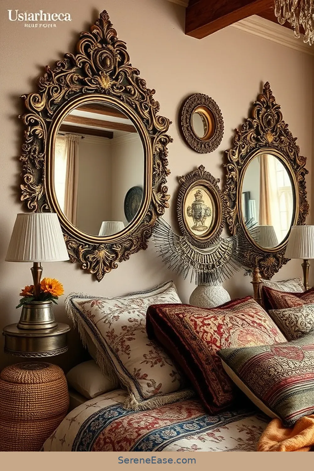 18 Ways to Incorporate Metallic Accents in Your Bohemian Bedroom Style 7 Decorative Mirrors With Metallic Frames for 18 Ways to Incorporate Metallic Accents in Your Bohemian Bedroom Style