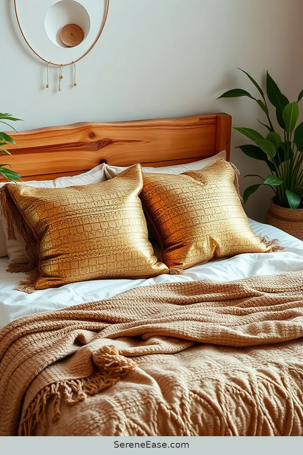 18 Ways to Incorporate Metallic Accents in Your Bohemian Bedroom Style 12 Metallic Throw Pillows for 18 Ways to Incorporate Metallic Accents in Your Bohemian Bedroom Style