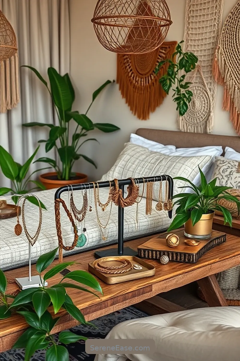 18 Ways to Incorporate Metallic Accents in Your Bohemian Bedroom Style 11 Mixed Metallic Jewelry Displays for 18 Ways to Incorporate Metallic Accents in Your Bohemian Bedroom Style