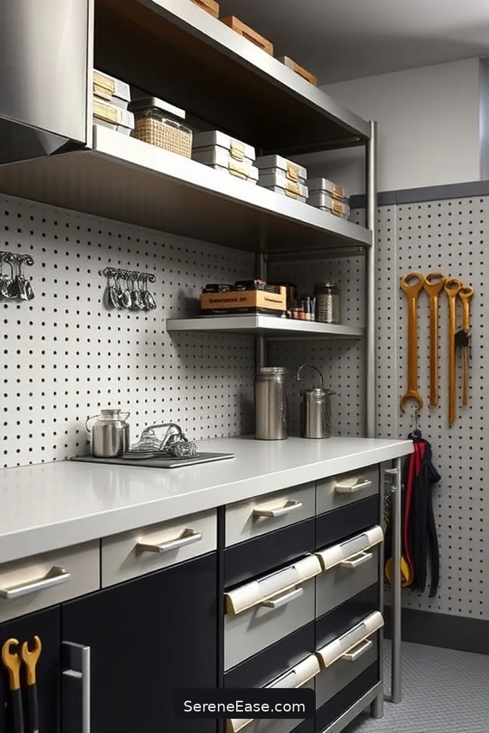 18 Ways to Incorporate Metallic Accents in Your Scandinavian Garage Style 2 Choose Sleek Metallic Hardware for Storage Solutions for 18 Ways to Incorporate Metallic Accents in Your Scandinavian Garage Style