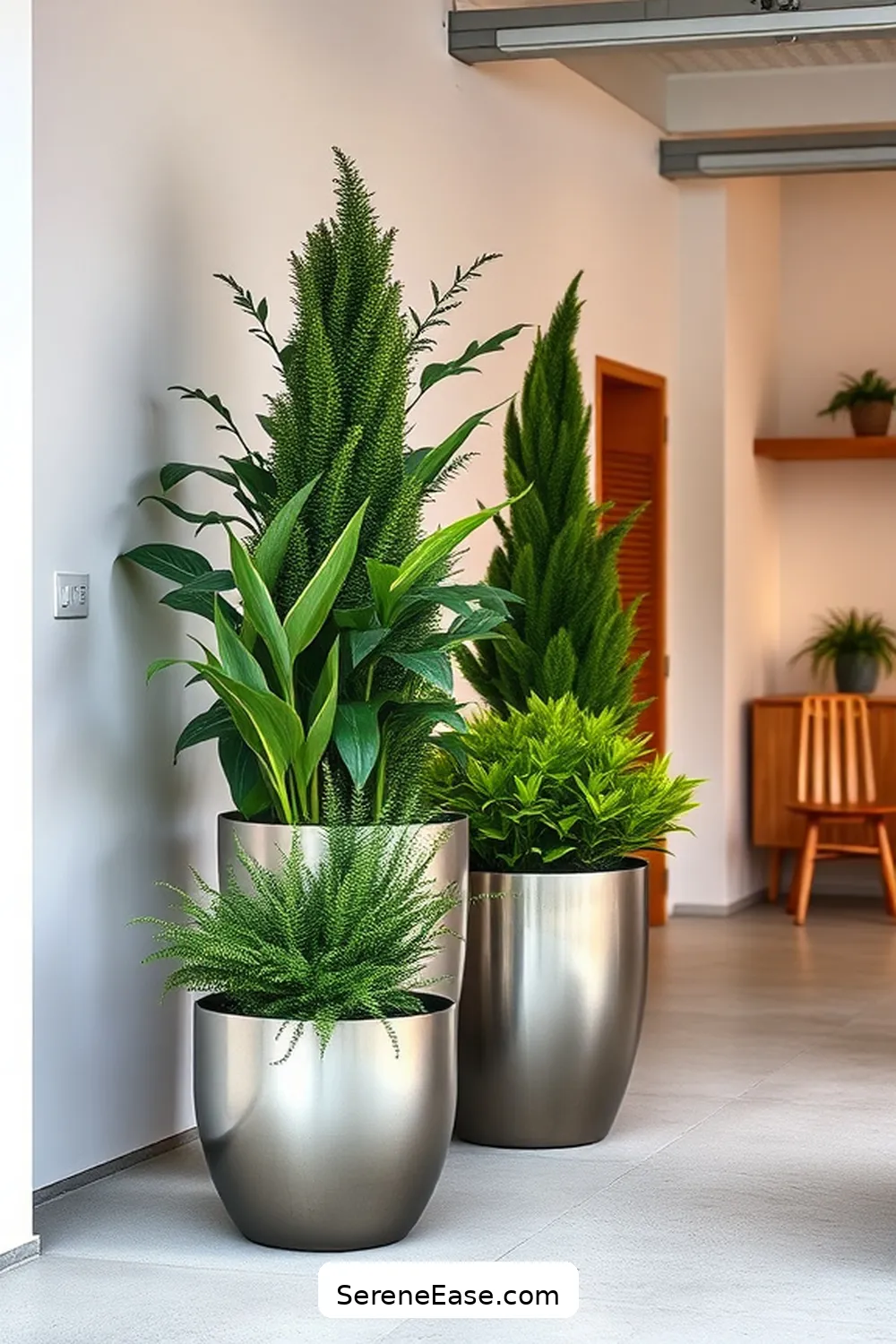 18 Ways to Incorporate Metallic Accents in Your Scandinavian Garage Style 15 Incorporate Metallic Planters for Greenery for 18 Ways to Incorporate Metallic Accents in Your Scandinavian Garage Style