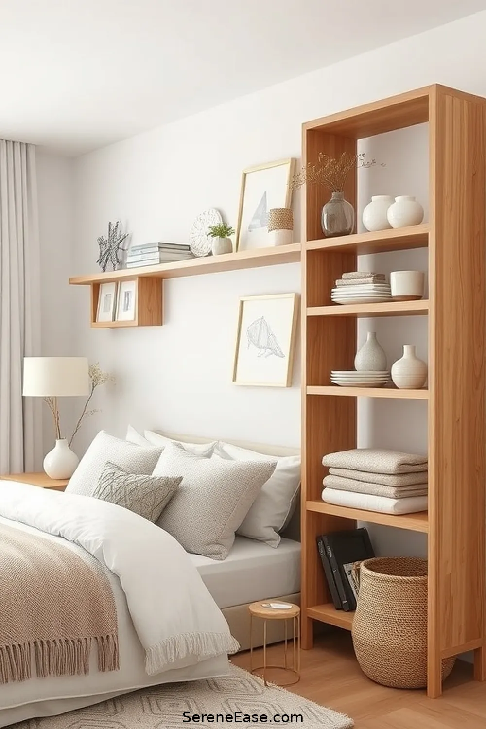 18 Ways to Incorporate Neutral Tones in Coastal Bedroom Style 17 Incorporate Minimalist Shelving for 18 Ways to Incorporate Neutral Tones in Coastal Bedroom Style