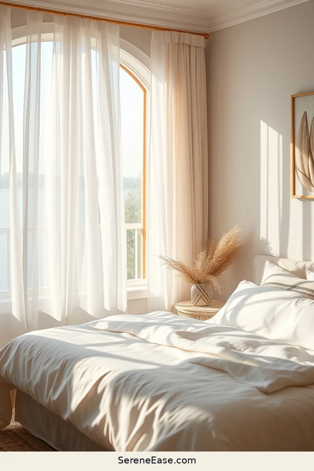 18 Ways to Incorporate Neutral Tones in Coastal Bedroom Style 9 Opt for Sheer Window Treatments for 18 Ways to Incorporate Neutral Tones in Coastal Bedroom Style