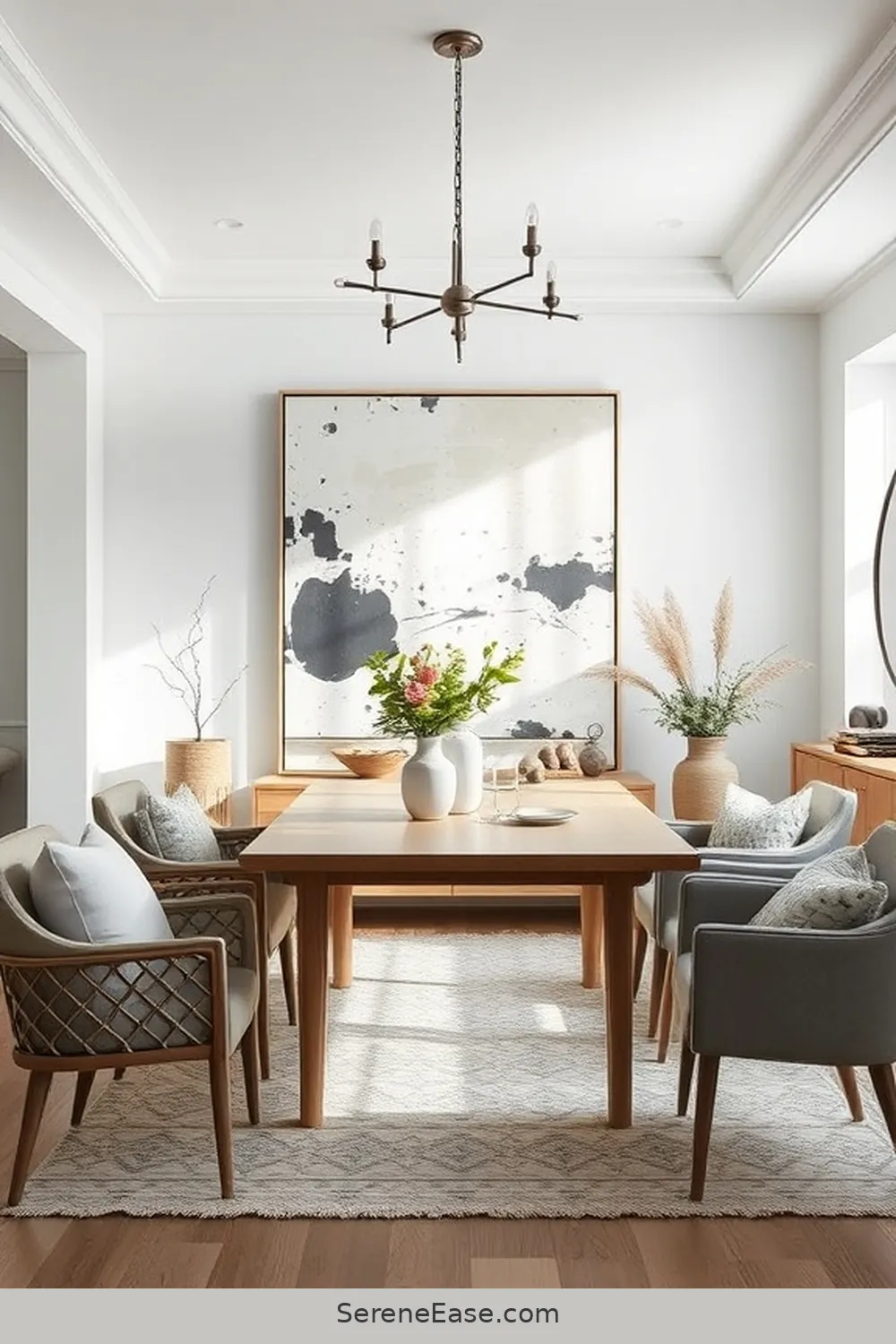 18 Ways to Incorporate Neutral Tones in Scandinavian Style Dining Rooms 11 Create a Focal Point With Art for 18 Ways to Incorporate Neutral Tones in Scandinavian Style Dining Rooms