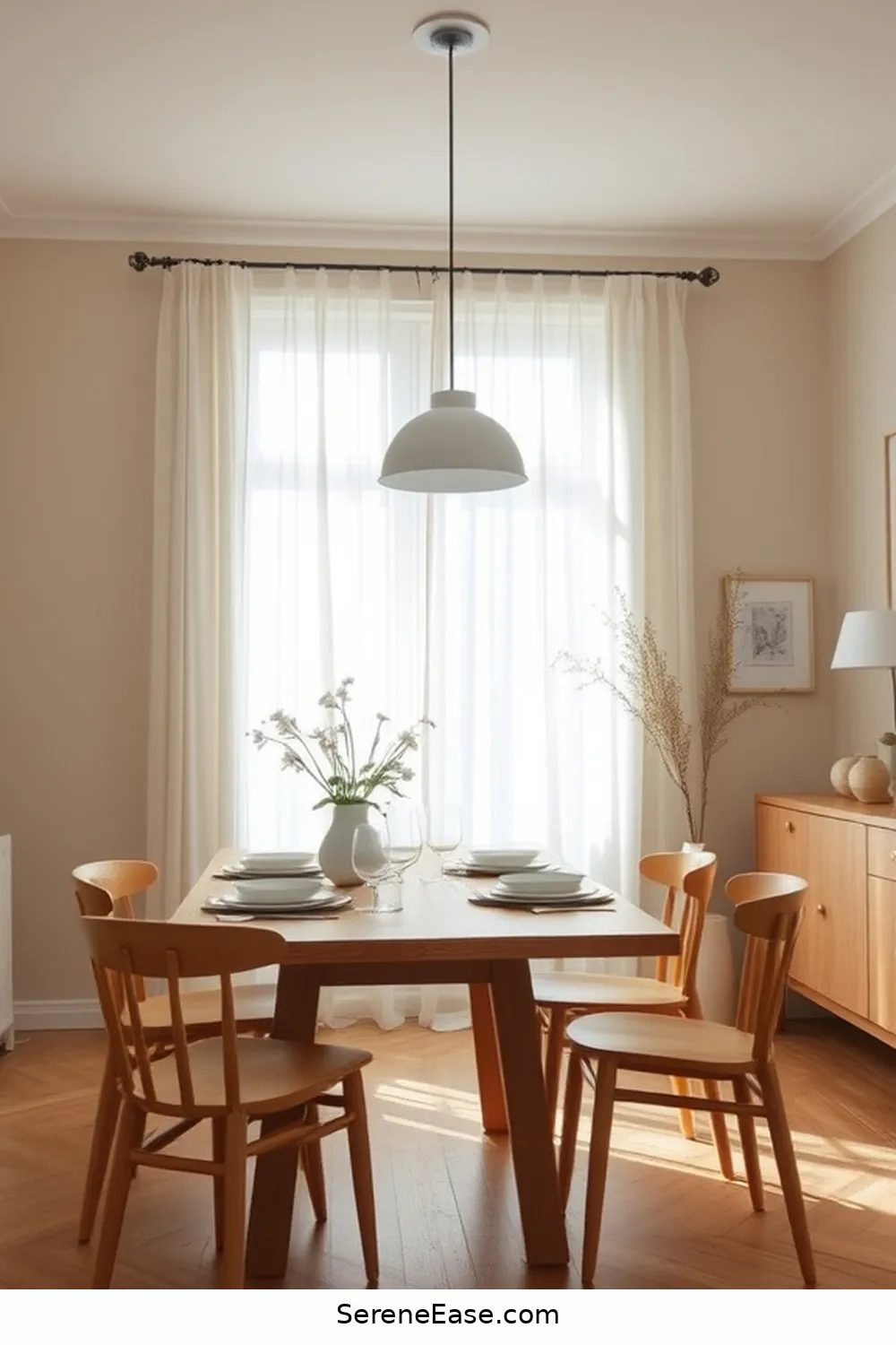 18 Ways to Incorporate Neutral Tones in Scandinavian Style Dining Rooms 14 Keep Window Treatments Light for 18 Ways to Incorporate Neutral Tones in Scandinavian Style Dining Rooms