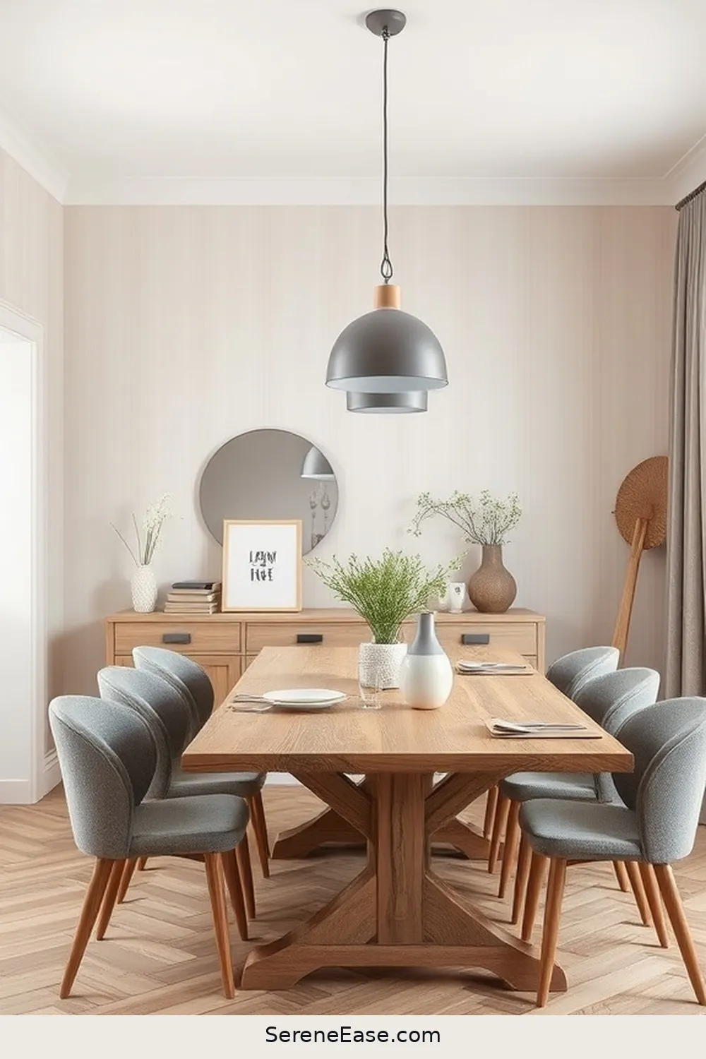 18 Ways to Incorporate Neutral Tones in Scandinavian Style Dining Rooms 15 Use Neutral Wallpaper or Paint for 18 Ways to Incorporate Neutral Tones in Scandinavian Style Dining Rooms