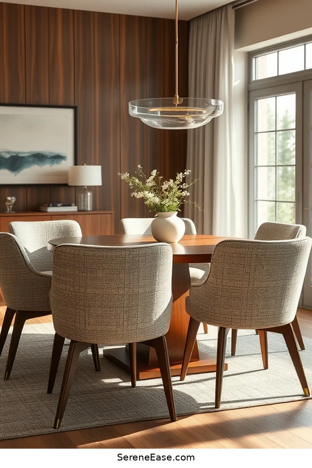 18 Ways to Incorporate Neutral Tones in Your Mid-Century Modern Dining Room Style 4 Incorporate Textured Neutral Fabrics for Upholstery for 18 Ways to Incorporate Neutral Tones in Your Mid-Century Modern Dining Room Style