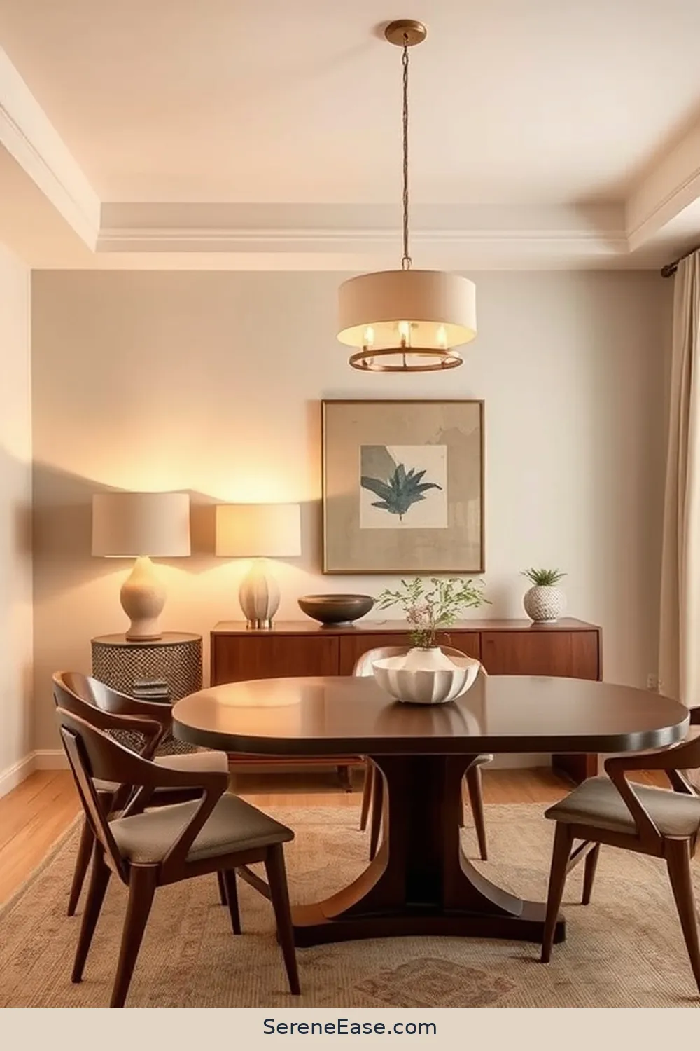 18 Ways to Incorporate Neutral Tones in Your Mid-Century Modern Dining Room Style 11 Layer Soft Lighting With Neutral Lamps for 18 Ways to Incorporate Neutral Tones in Your Mid-Century Modern Dining Room Style