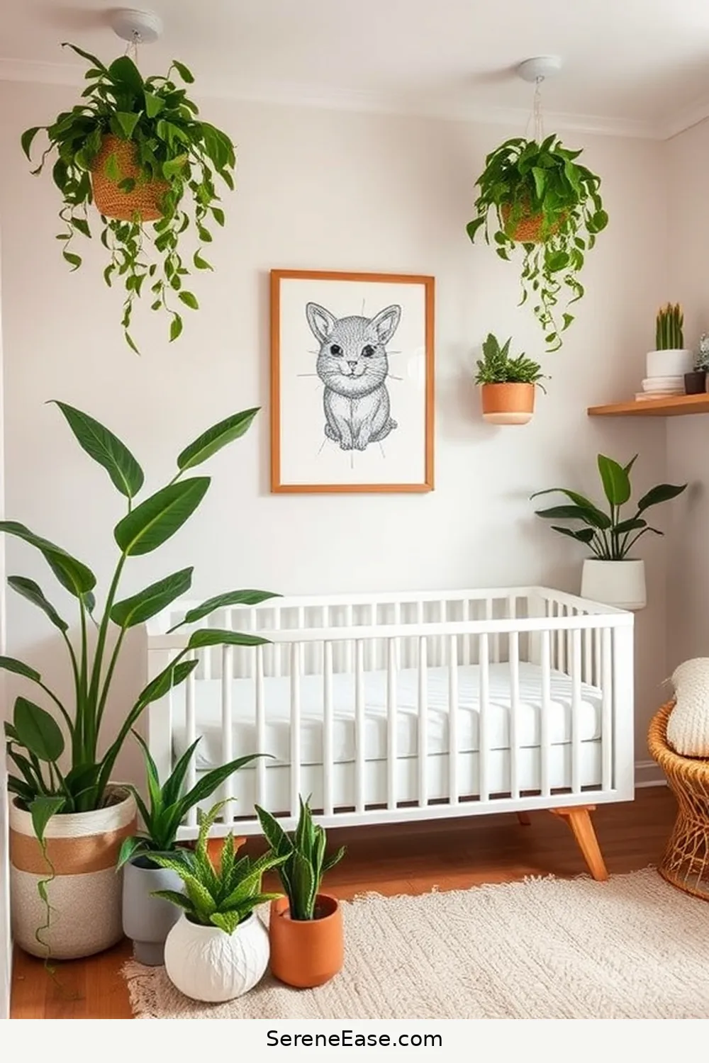 18 Ways to Incorporate Neutral Tones in a Mid-Century Modern Nursery Style 10 Incorporate Plants for a Touch of Green for 18 Ways to Incorporate Neutral Tones in a Mid-Century Modern Nursery Style