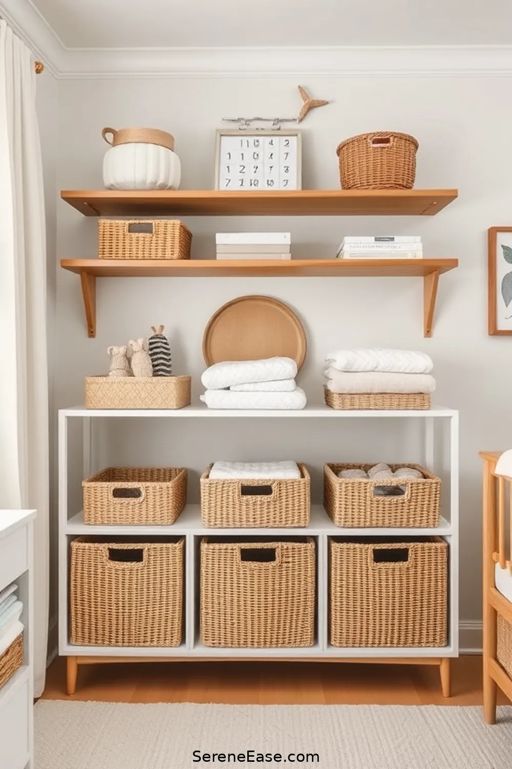 18 Ways to Incorporate Neutral Tones in a Mid-Century Modern Nursery Style 15 Use Functional Storage Solutions for 18 Ways to Incorporate Neutral Tones in a Mid-Century Modern Nursery Style