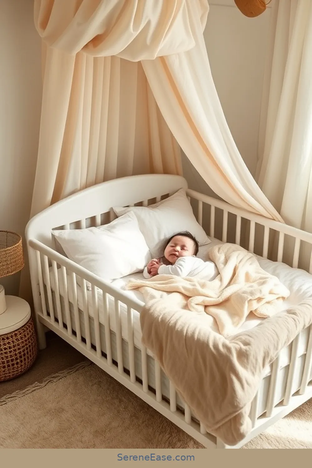 18 Ways to Incorporate Neutral Tones in a Mid-Century Modern Nursery Style 11 Use Soft, Layered Bedding for 18 Ways to Incorporate Neutral Tones in a Mid-Century Modern Nursery Style