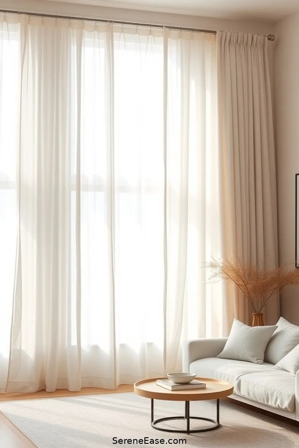 18 Ways to Incorporate Neutral Tones in a Minimalist Living Room Style 9 Select Simple Window Treatments for 18 Ways to Incorporate Neutral Tones in a Minimalist Living Room Style