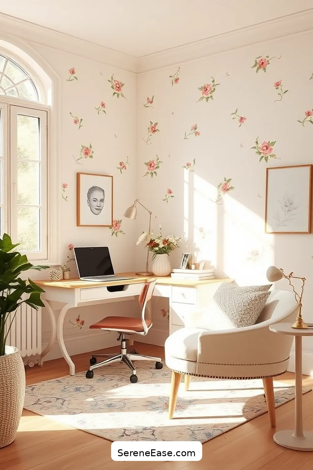 Choose Pastel Wallpaper or Decals for 18 Ways to Incorporate Pastels Into Your Modern Farmhouse Office Style
