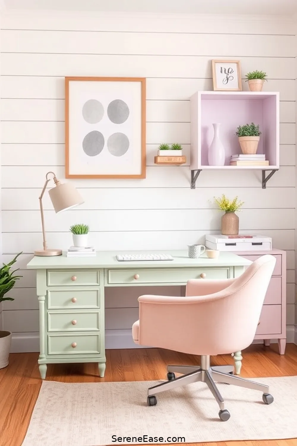 Use Pastel-Colored Furniture for 18 Ways to Incorporate Pastels Into Your Modern Farmhouse Office Style