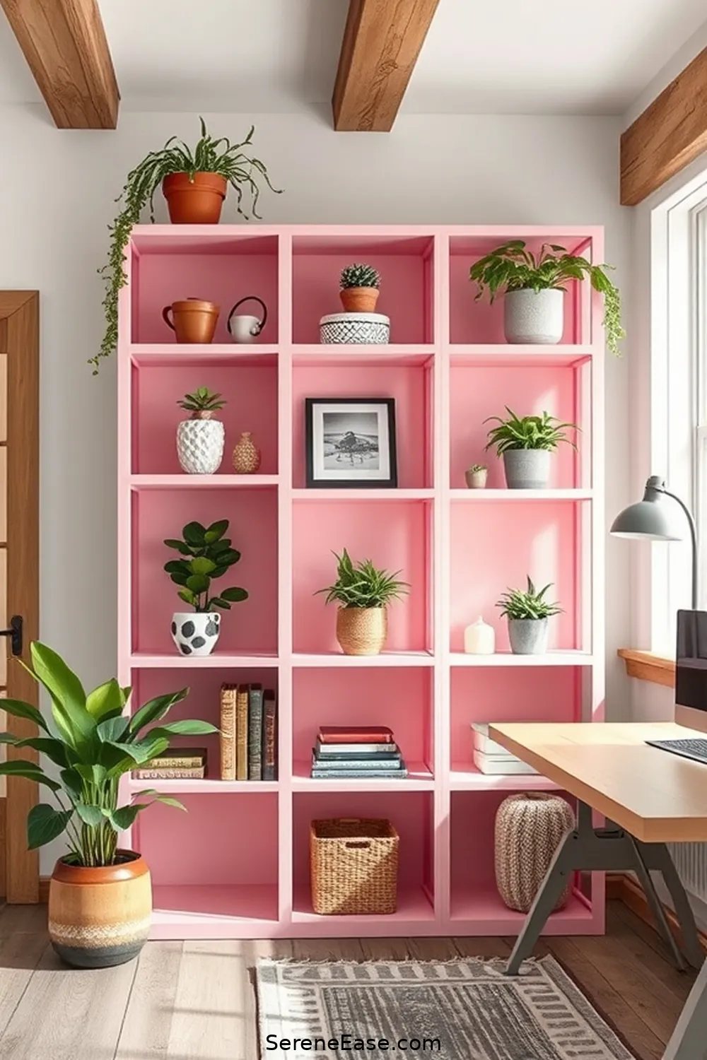 Use Pastel Shelving for 18 Ways to Incorporate Pastels Into Your Modern Farmhouse Office Style