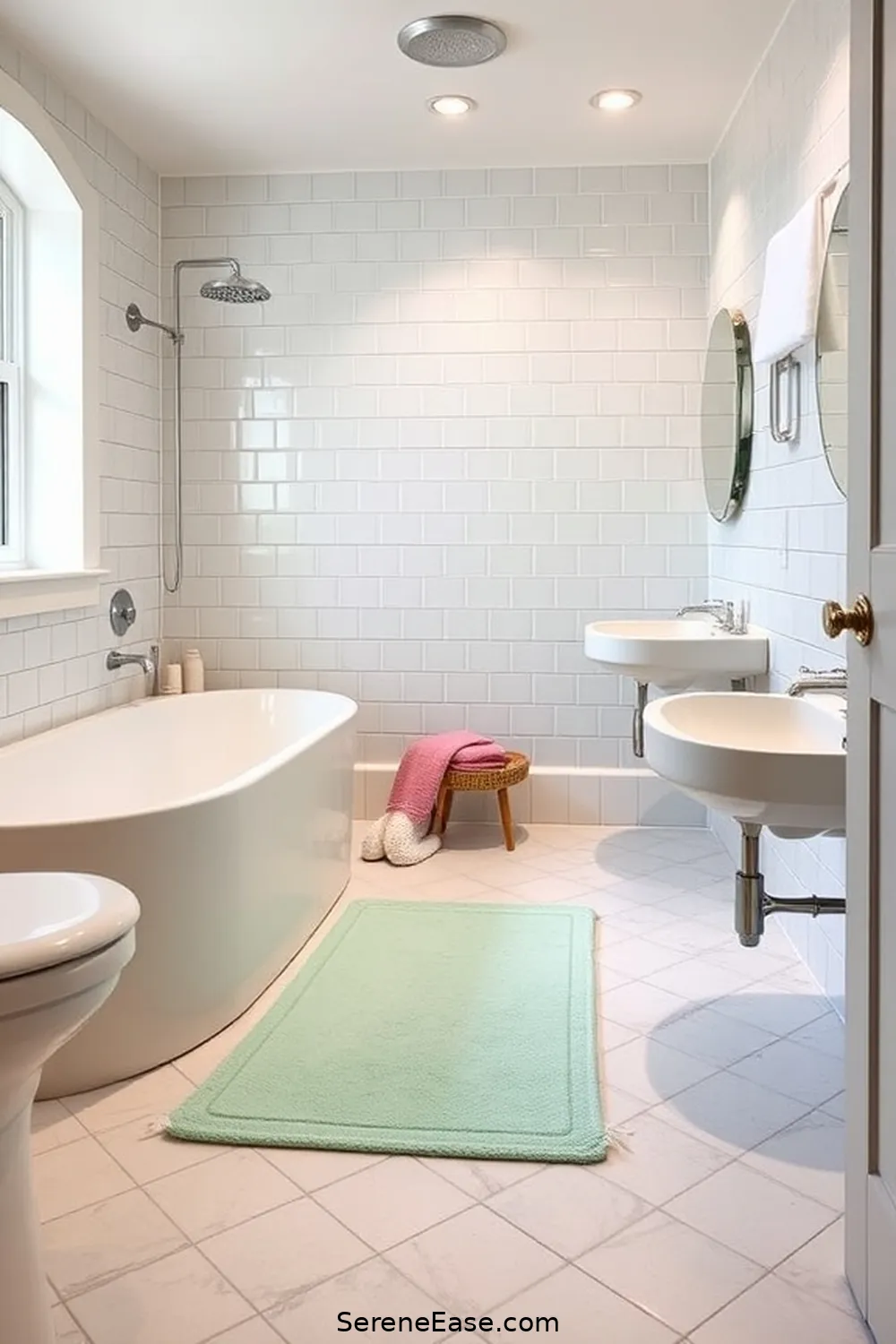 18 Ways to Incorporate Pastels in Your Mid Century Modern Bathroom Style 11 Choose a Pastel Bath Mat for 18 Ways to Incorporate Pastels in Your Mid Century Modern Bathroom Style