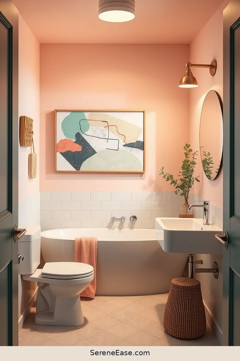 18 Ways to Incorporate Pastels in Your Mid Century Modern Bathroom Style 13 Implement Pastel Wall Décor for 18 Ways to Incorporate Pastels in Your Mid Century Modern Bathroom Style