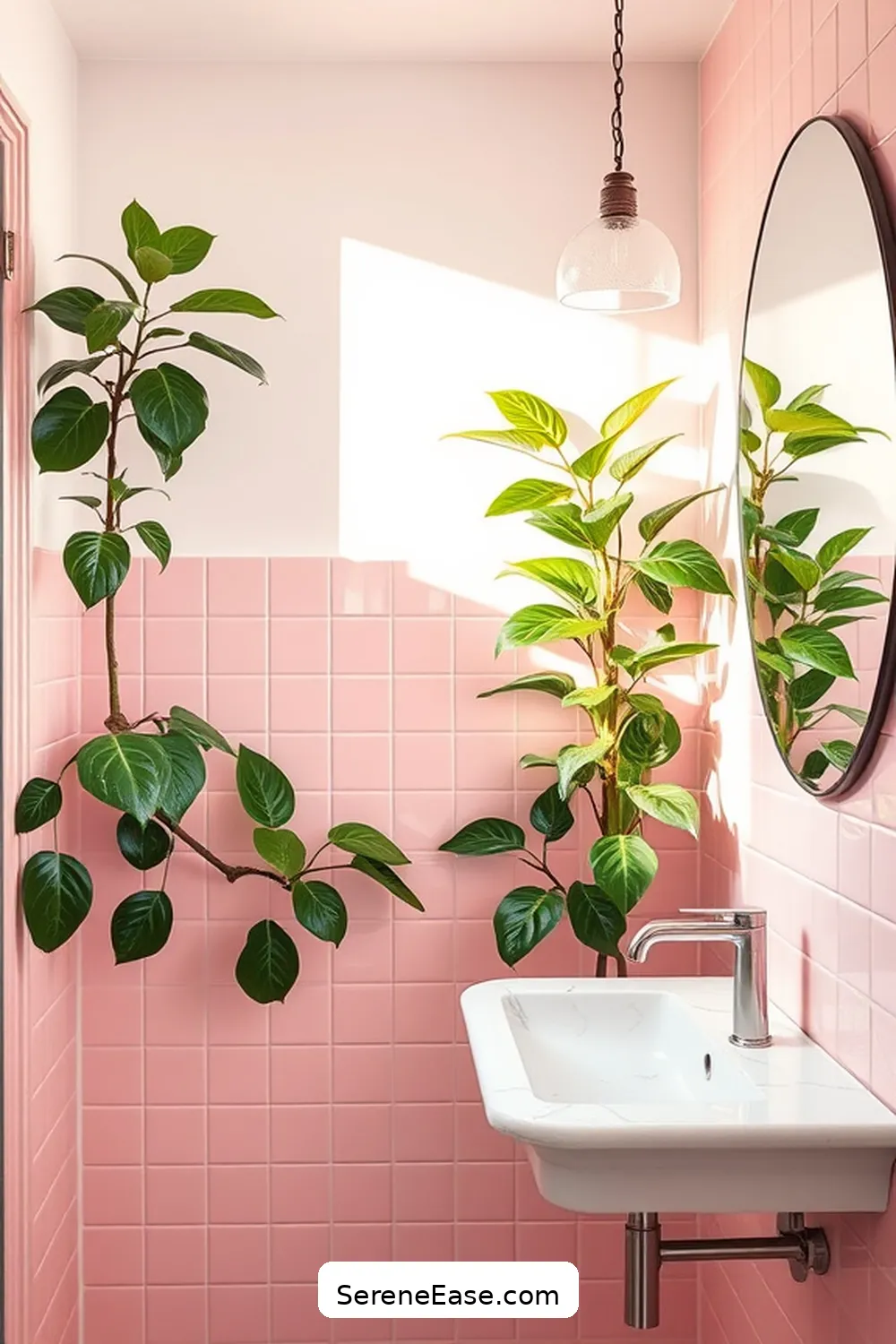 18 Ways to Incorporate Pastels in Your Mid Century Modern Bathroom Style 16 Incorporate Pastel Greenery for 18 Ways to Incorporate Pastels in Your Mid Century Modern Bathroom Style