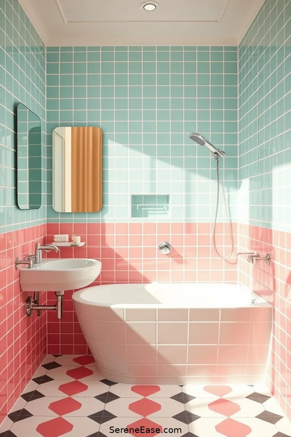 18 Ways to Incorporate Pastels in Your Mid Century Modern Bathroom Style 4 Incorporate Pastel Tiles for 18 Ways to Incorporate Pastels in Your Mid Century Modern Bathroom Style