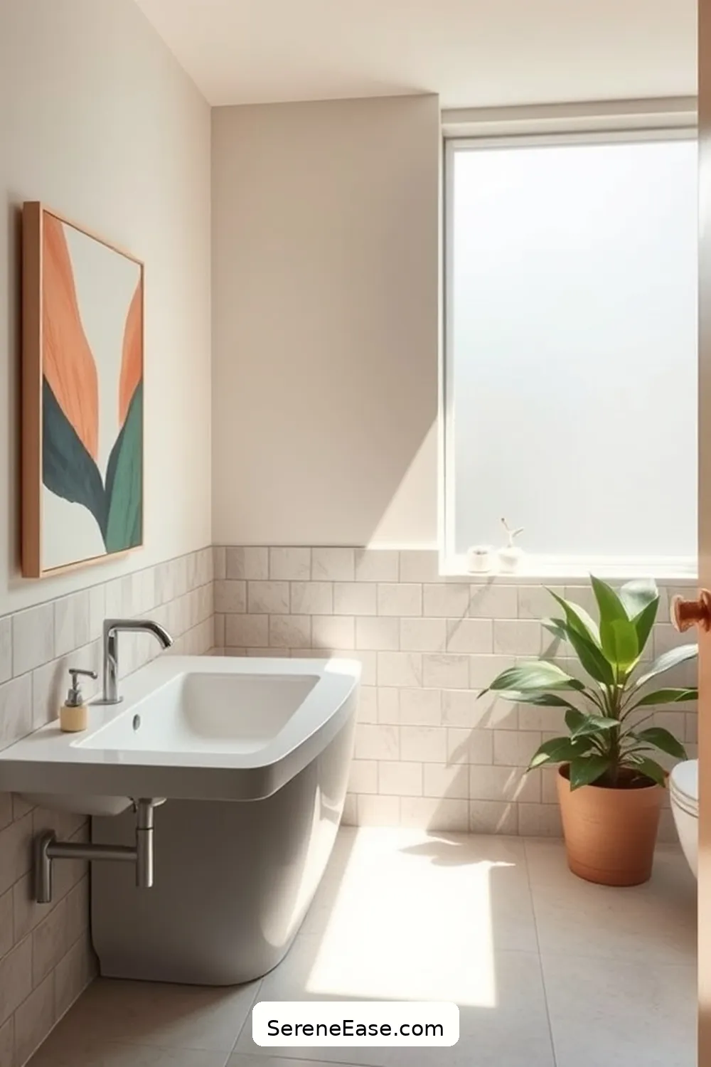 18 Ways to Incorporate Pastels in Your Mid Century Modern Bathroom Style 9 Use Pastel Artwork for 18 Ways to Incorporate Pastels in Your Mid Century Modern Bathroom Style