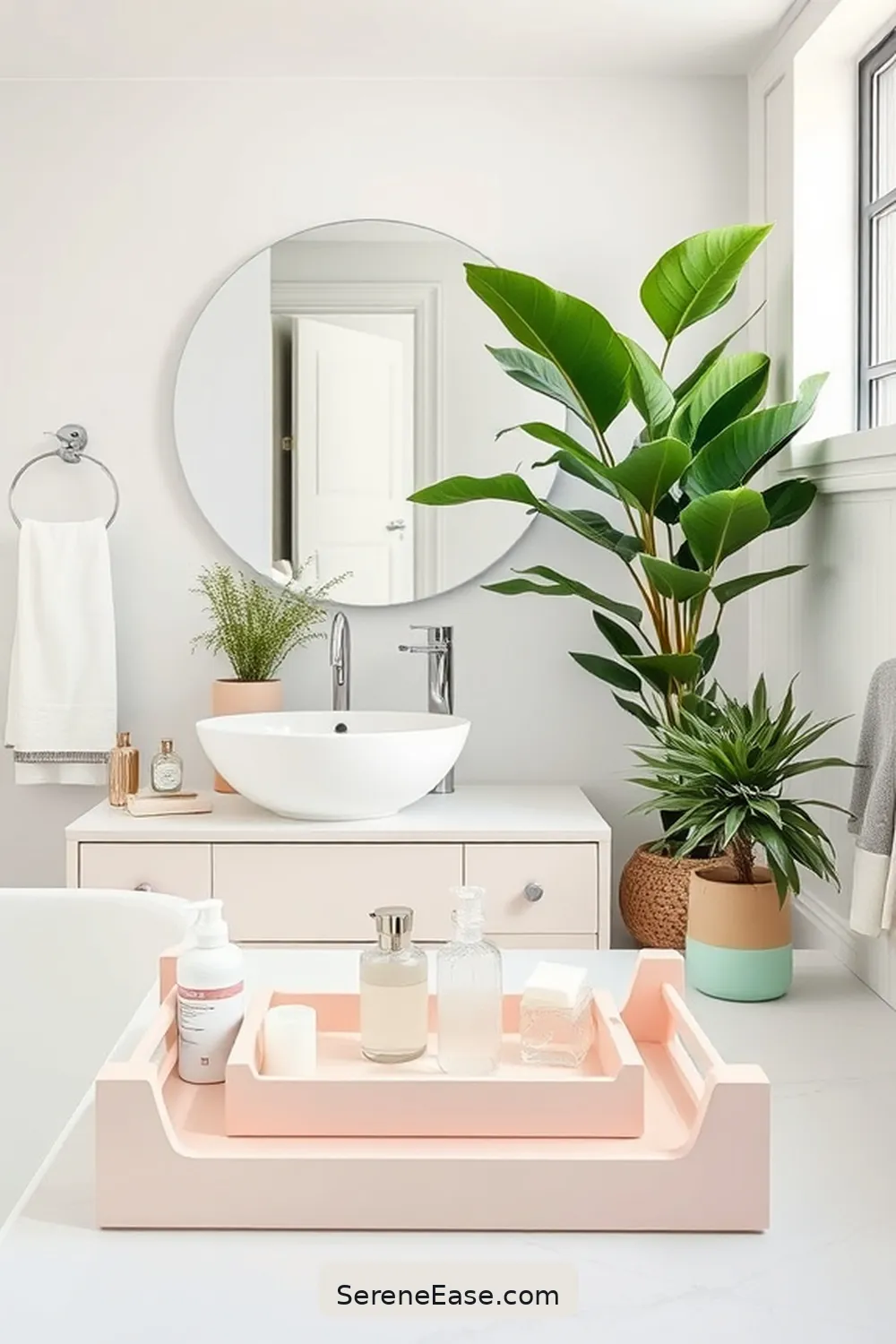18 Ways to Incorporate Pastels in Your Mid Century Modern Bathroom Style 18 Use Pastel Decorative Trays for 18 Ways to Incorporate Pastels in Your Mid Century Modern Bathroom Style