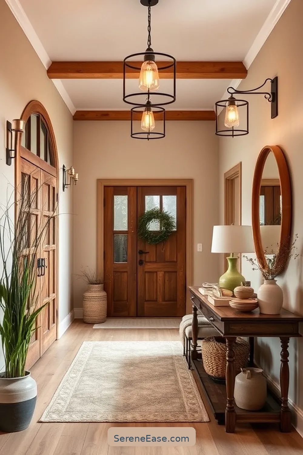 18 Ways to Use Earth Tones in Modern Farmhouse Entryway Style 11 Choose Lighting Fixtures in Warm Hues for 18 Ways to Use Earth Tones in Modern Farmhouse Entryway Style