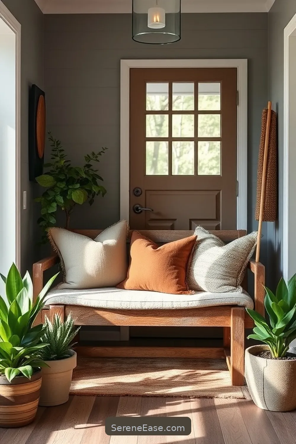 18 Ways to Use Earth Tones in Modern Farmhouse Entryway Style 10 Use Earth Tone Throw Pillows for 18 Ways to Use Earth Tones in Modern Farmhouse Entryway Style