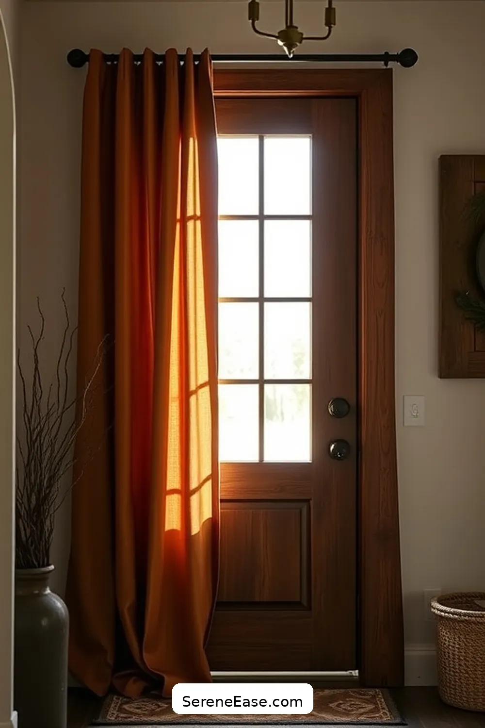 18 Ways to Use Earth Tones in Modern Farmhouse Entryway Style 14 Use Earthy-Colored Curtains or Drapes for 18 Ways to Use Earth Tones in Modern Farmhouse Entryway Style
