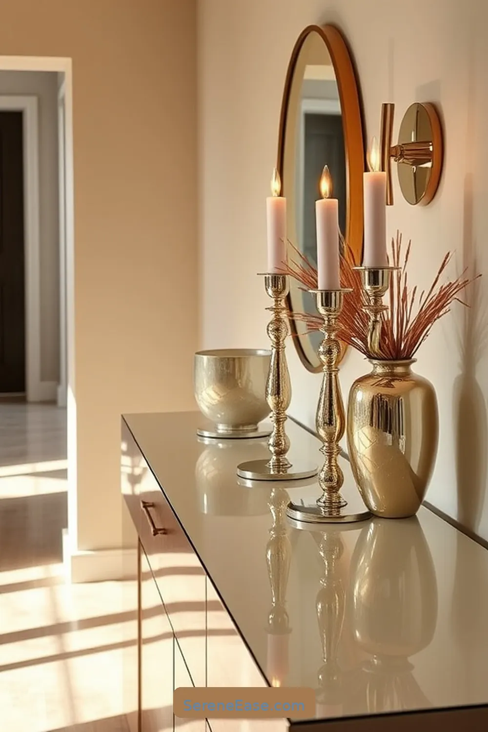 18 Ways to Use Metallic Accents in a Mid-Century Modern Entryway 16 Candle Holders for 18 Ways to Use Metallic Accents in a Mid-Century Modern Entryway