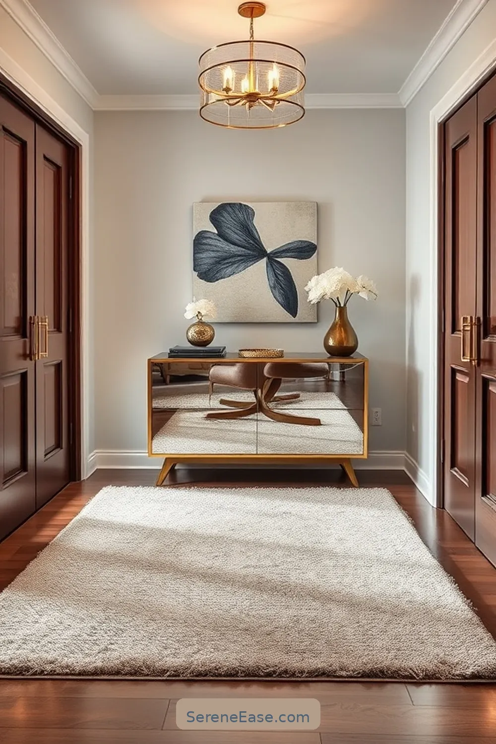 18 Ways to Use Metallic Accents in a Mid-Century Modern Entryway 8 Entryway Rugs With Metallic Accents for 18 Ways to Use Metallic Accents in a Mid-Century Modern Entryway