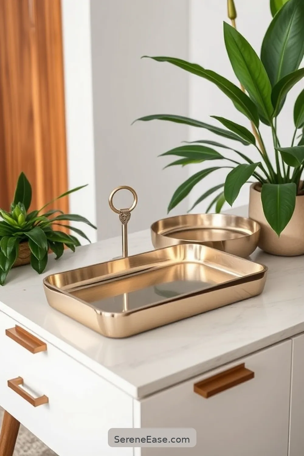 18 Ways to Use Metallic Accents in a Mid-Century Modern Entryway 13 Key Holders and Trays for 18 Ways to Use Metallic Accents in a Mid-Century Modern Entryway