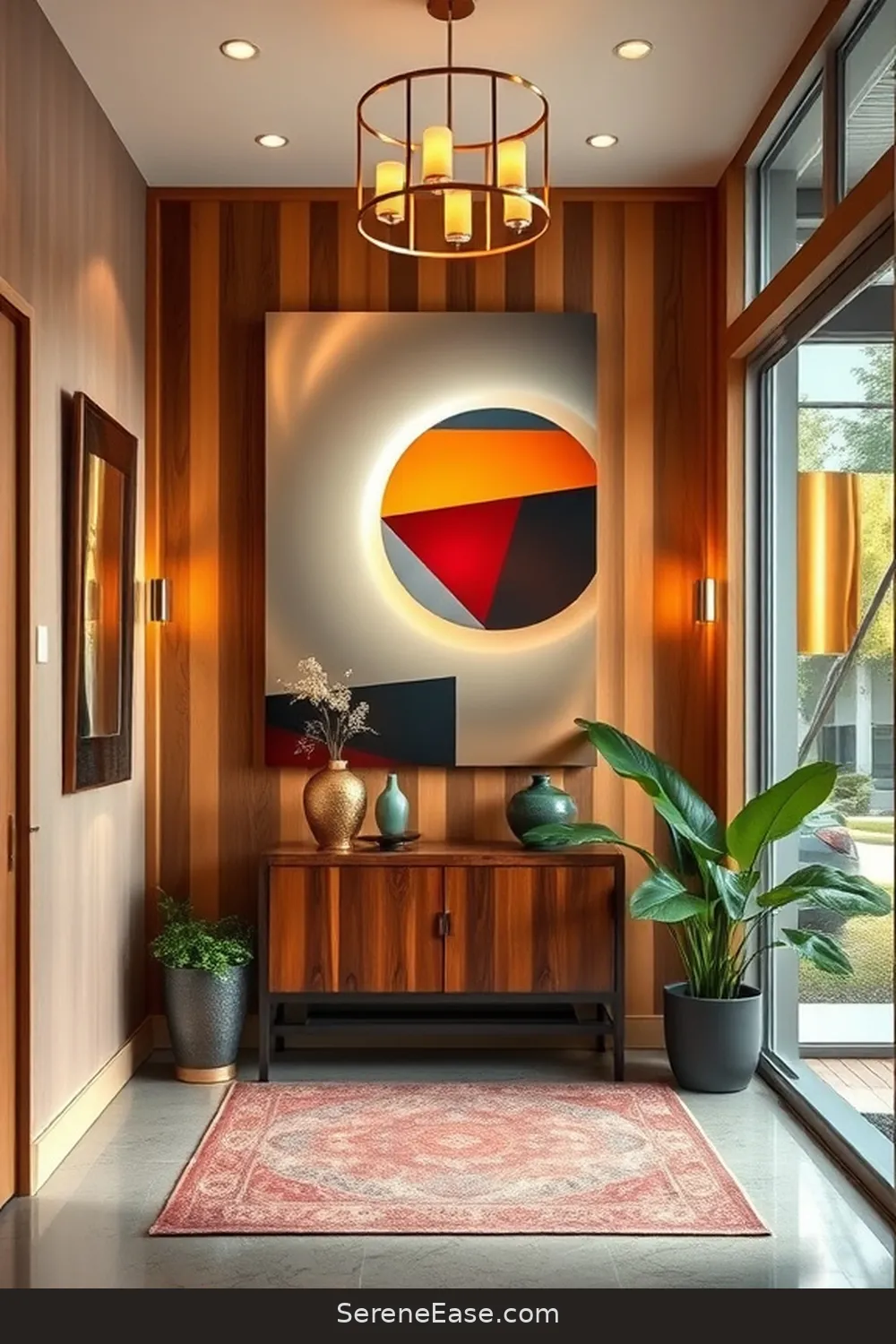 18 Ways to Use Metallic Accents in a Mid-Century Modern Entryway 3 Metallic Wall Art for 18 Ways to Use Metallic Accents in a Mid-Century Modern Entryway
