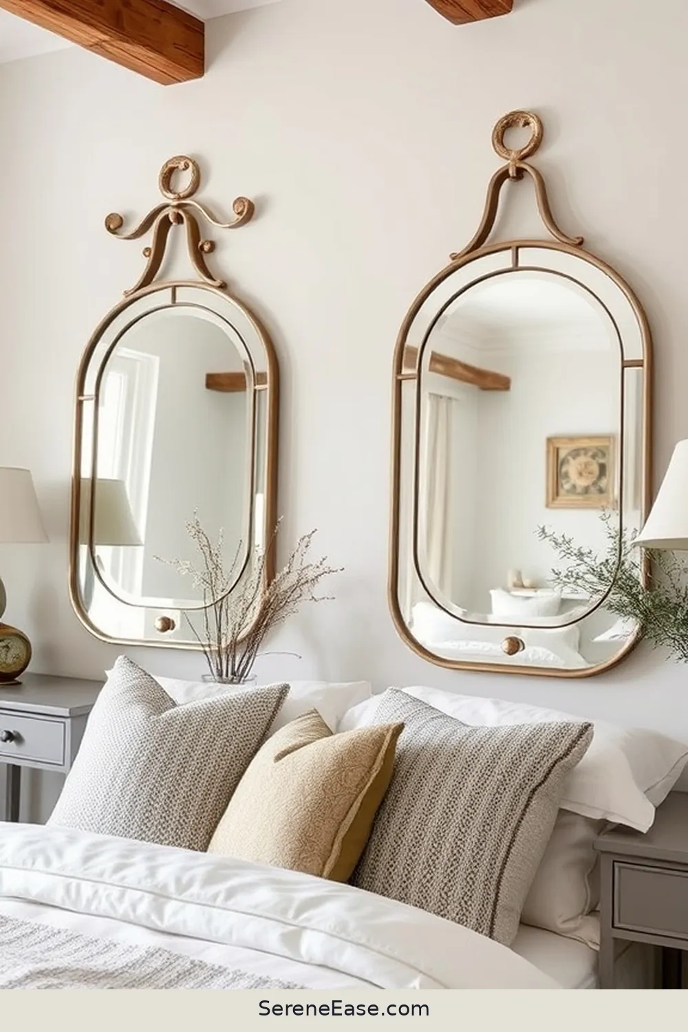 18 Ways to Use Metallic Accents in a Modern Farmhouse Bedroom Style 4 Decorative Mirrors for 18 Ways to Use Metallic Accents in a Modern Farmhouse Bedroom Style