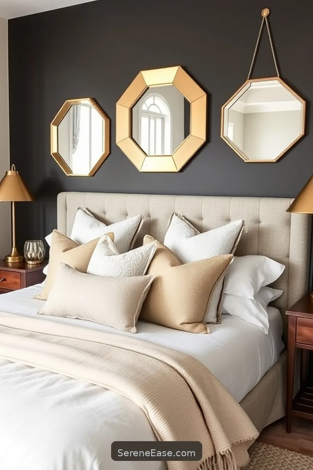 18 Ways to Use Metallic Accents in a Modern Farmhouse Bedroom Style 16 Geometric Metallic Decor for 18 Ways to Use Metallic Accents in a Modern Farmhouse Bedroom Style